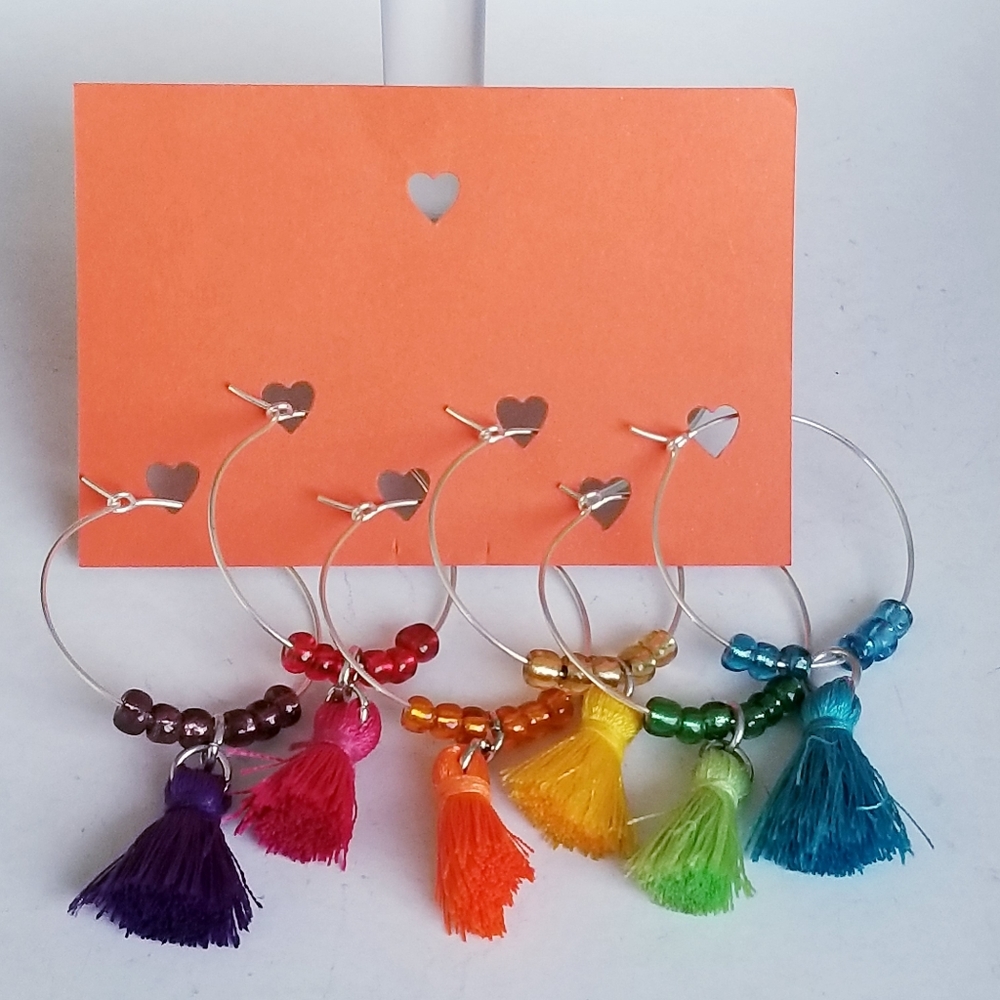 NEON TASSLES Wine Glass Charms
